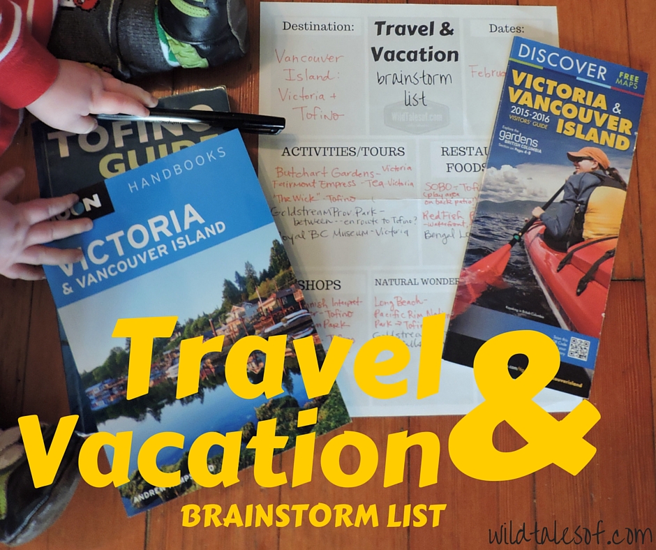 Family Travel & Vacation Planning: Brainstorm List Printable 