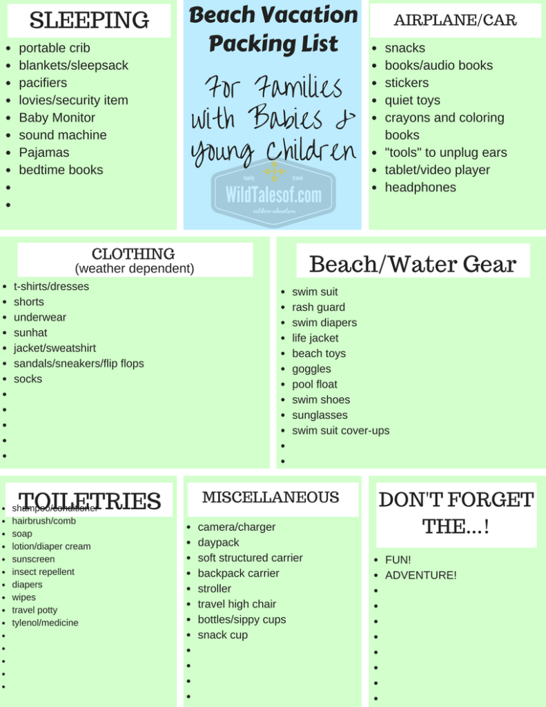 Beach Vacation Packing List for Families with Babies and Young Children | WildTalesof.com