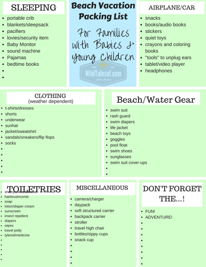 beach trip checklist with toddler